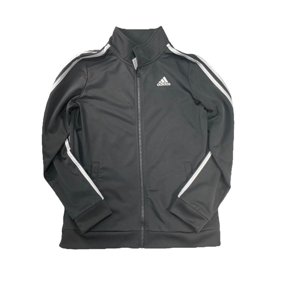 Adidas Boys Size 14/16 Large Black Iconic Tricot Jacket